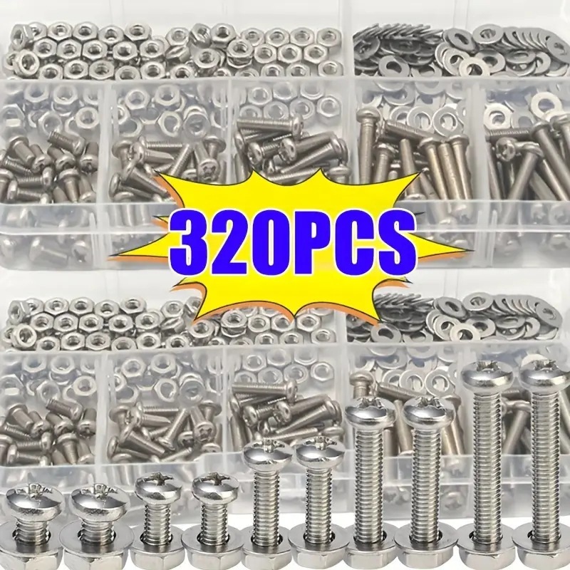 Furniture Hardware Bolts - 320PCS Set Mur & Baut Hex