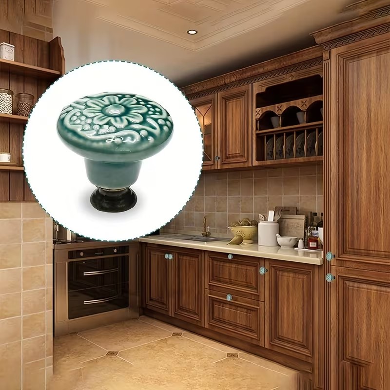 Furniture Hardware Fittings - 12 buah kenop kabinet keramik, desain